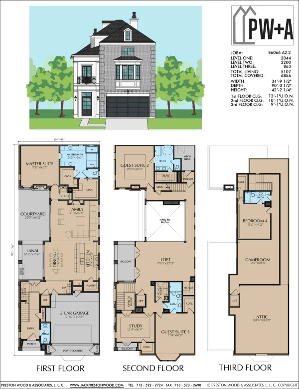 Three Story Home Plan E6066 A