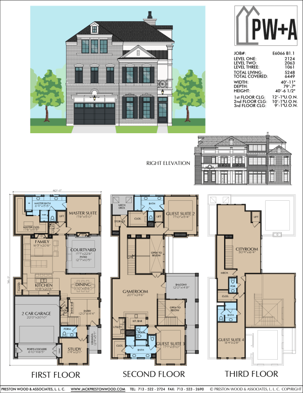 Three Story Home Plan E6066 B