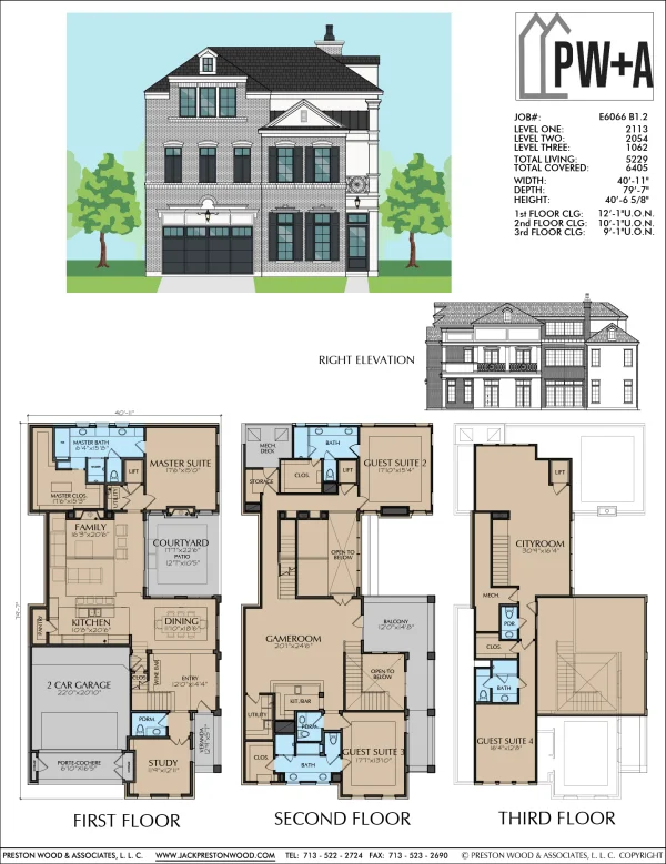 Three Story Home Plan E6066 B