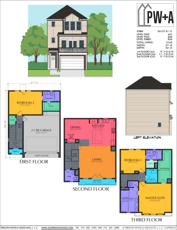 Three Story Home Plan E6137 A1