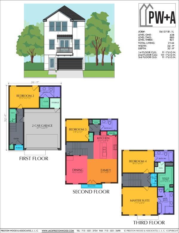 Three Story Home Plan E6137 B1.1