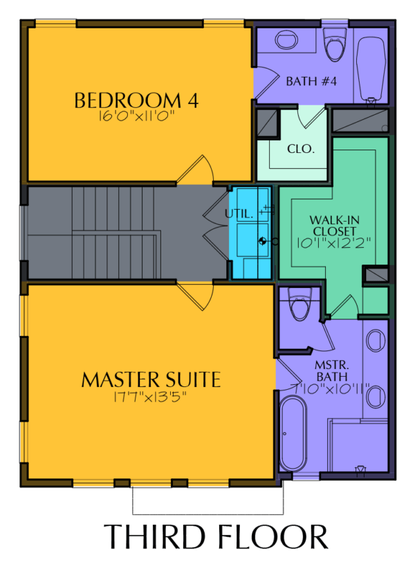 Three Story Home Plan E6137 B1.1