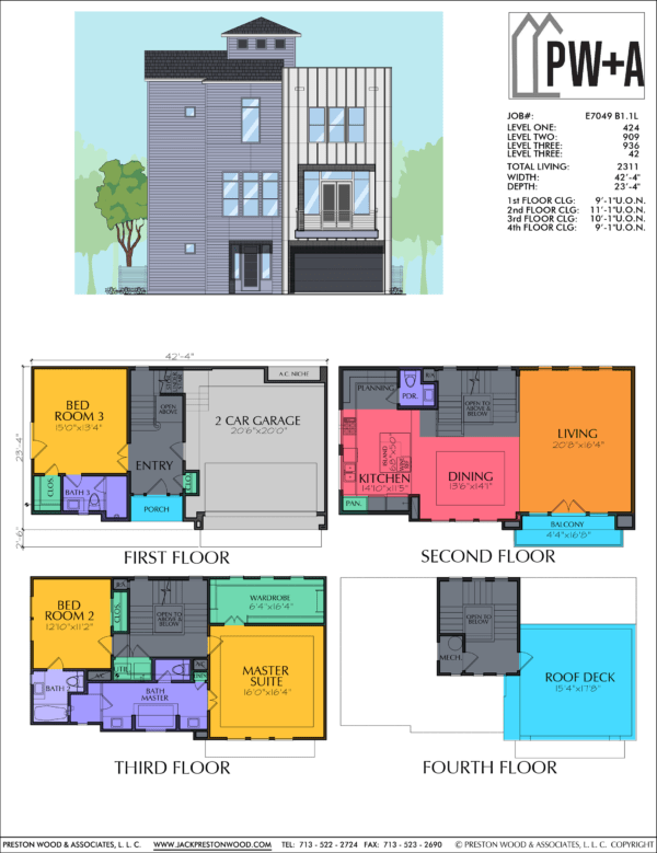 3 1/2 Story Home Plan E7049 B1.1