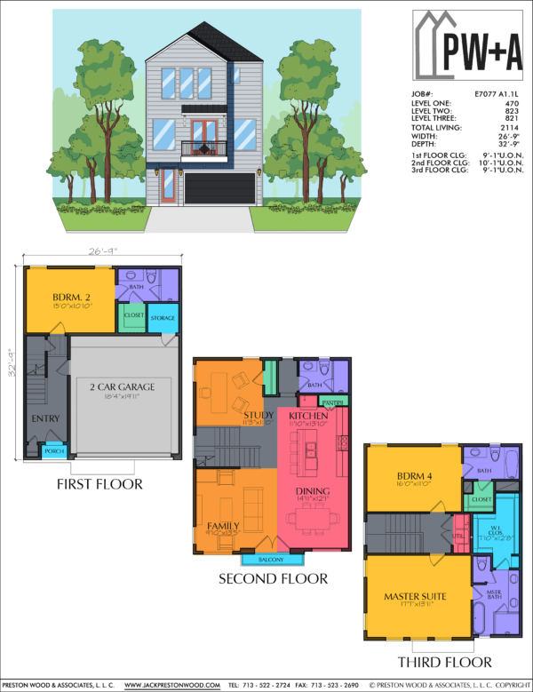 Three Story Home Plan E7077 A1.1