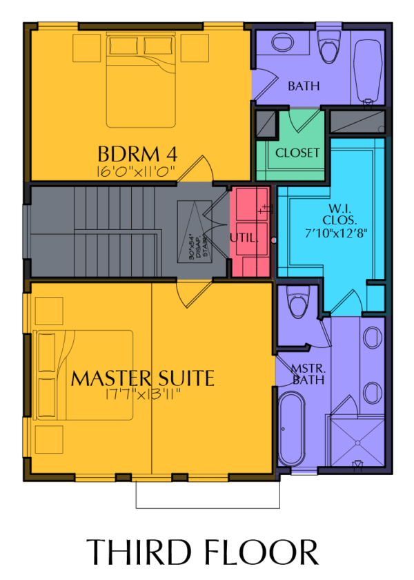 Three Story Home Plan E7077 A1.1