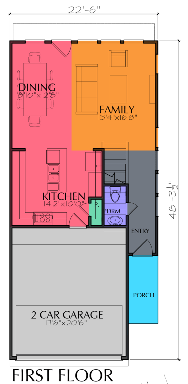 Three Story Home Plan E7077 B1.1