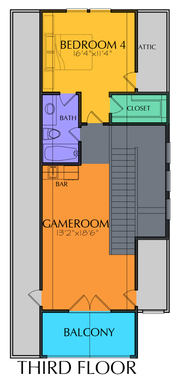 Three Story Home Plan E7077 B1.1