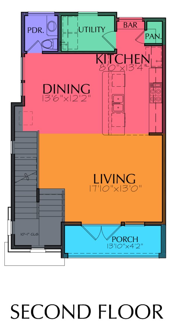 Three Story Townhouse Plan E7078 A1.1