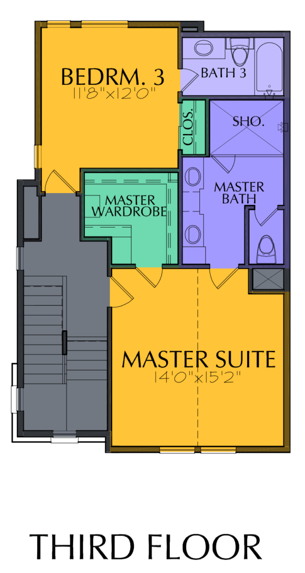 Three Story Townhouse Plan E7078 A1.1