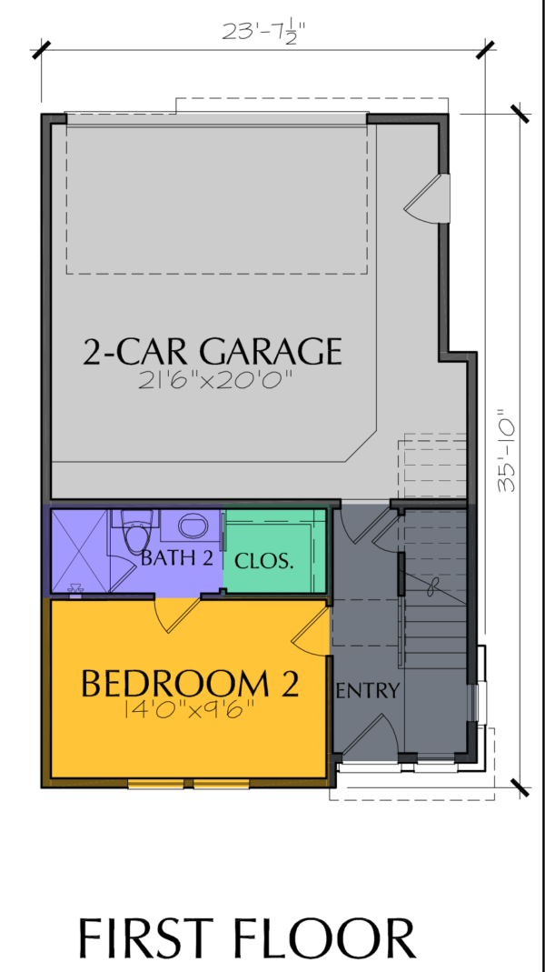 Three Story Townhouse Plan E7078 A1.1