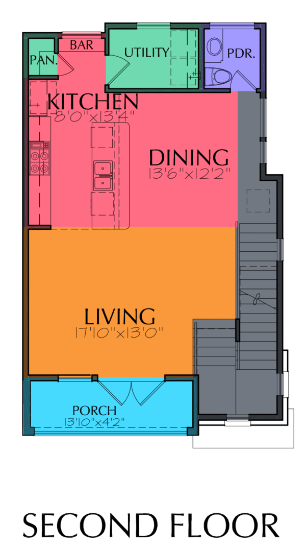 Three Story Townhouse Plan E7078 A1.1