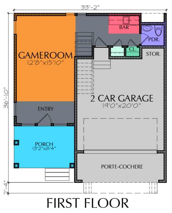 Three Story Townhome Plan E7080 B1.1