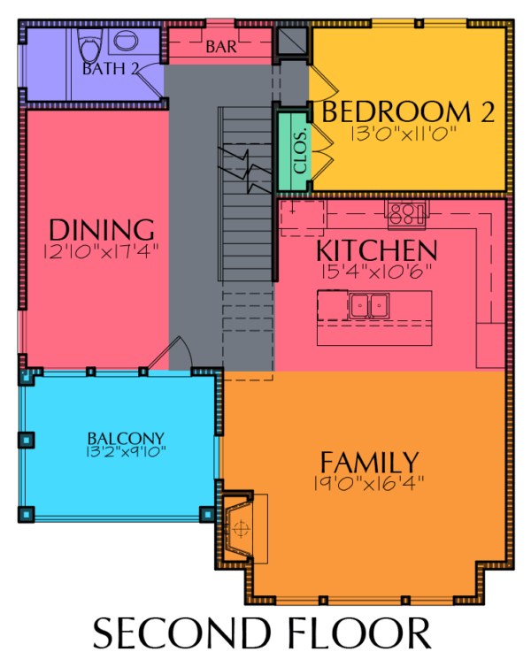 Three Story Townhome Plan E7080 B1.1