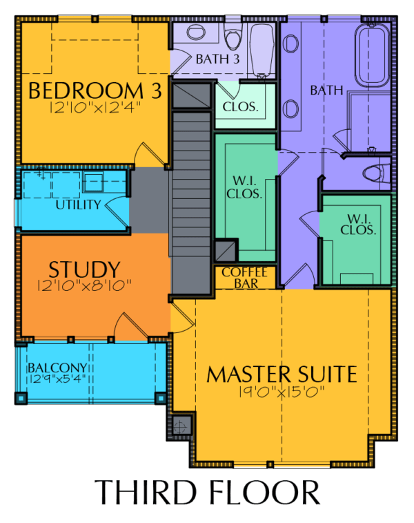 Three Story Townhome Plan E7080 B1.1