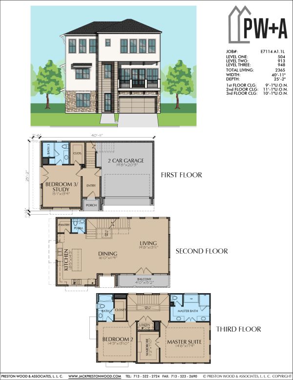 Three Story Home Plan E7114 A1.1