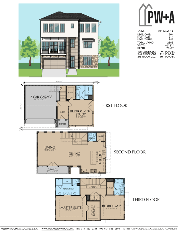 Three Story Home Plan E7114 A1.1