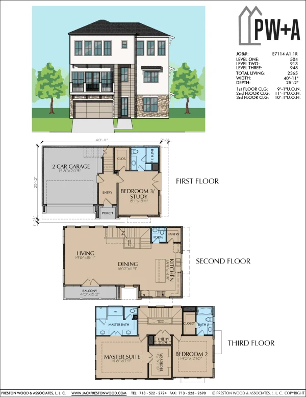 Three Story Home Plan E7114 A1.1