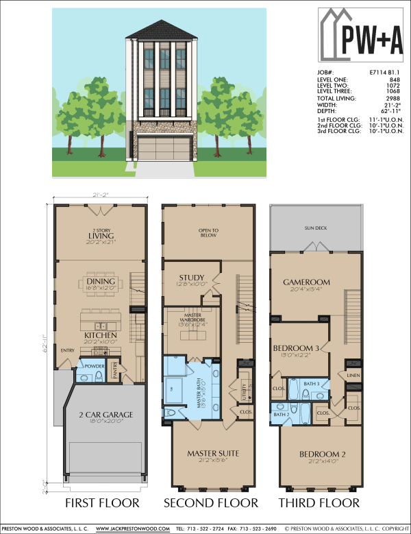 Three Story Home Plan E7114 B1.1