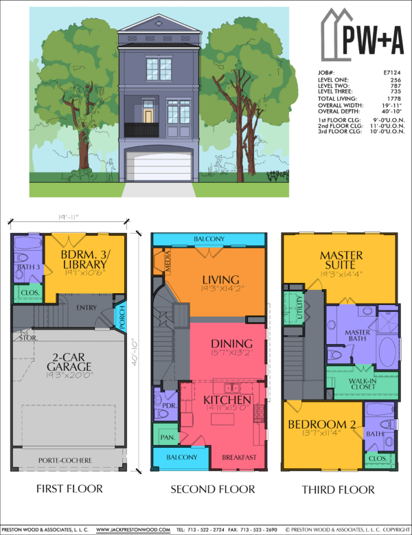 Three Story Home Plan E7124