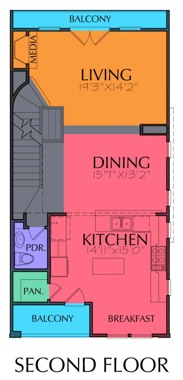 Three Story Home Plan E7124