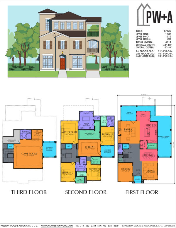 Three Story Home Plan E7130