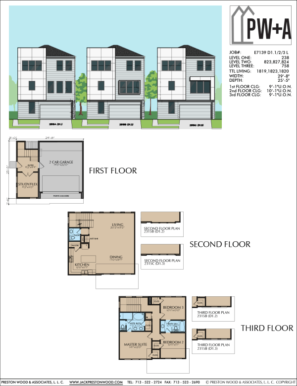 Three Story Home Plan E7139 D1.1