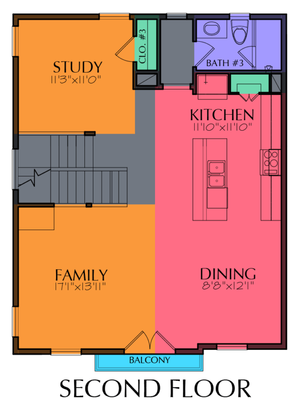 Three Story Home Plan E7152 B1.1
