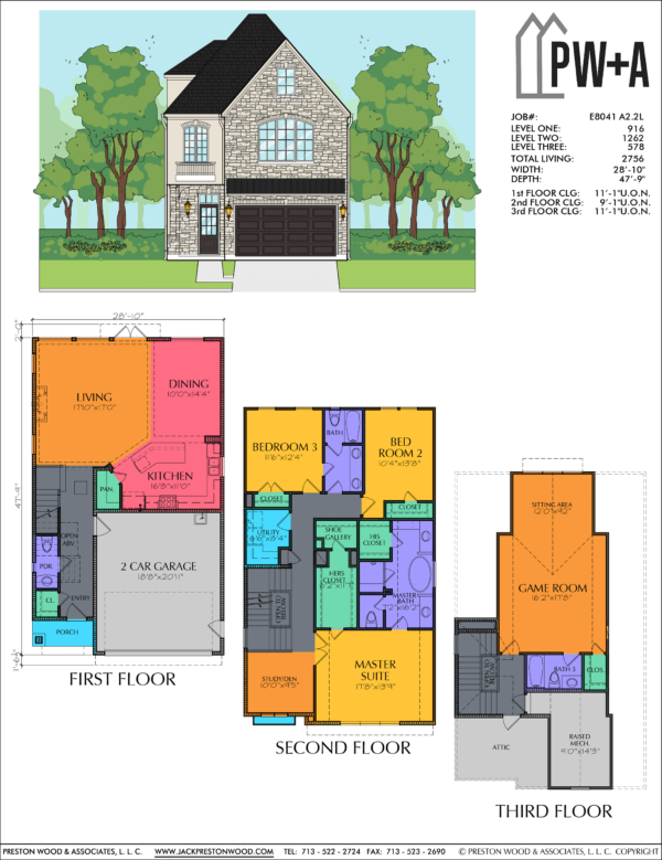 Three Story Home Plan E8041 A2.2L