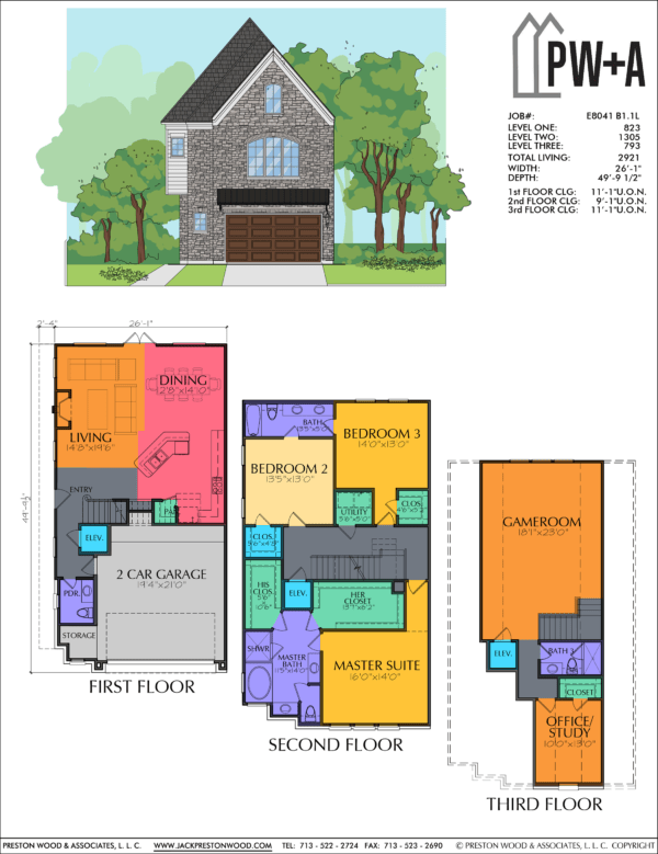 Three Story Home Plan E8041 B1.1