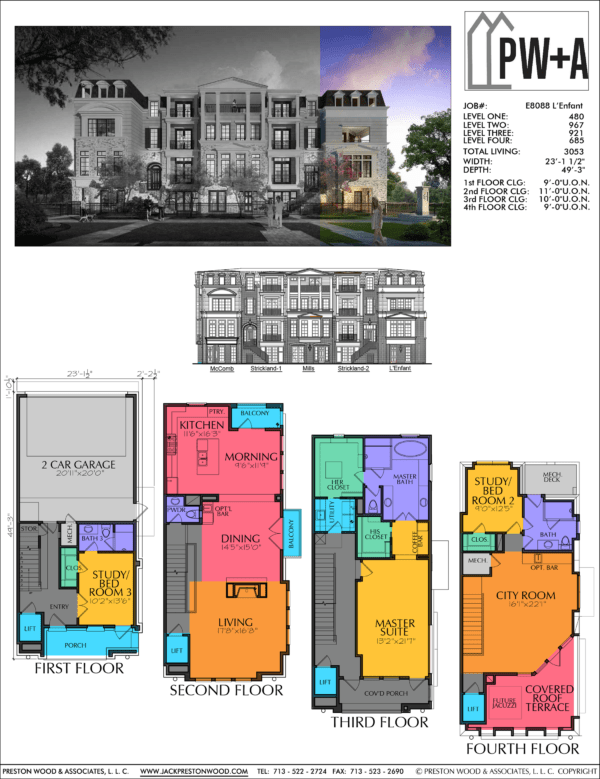 Four Story Townhouse Plan E8088 - L'Enfant