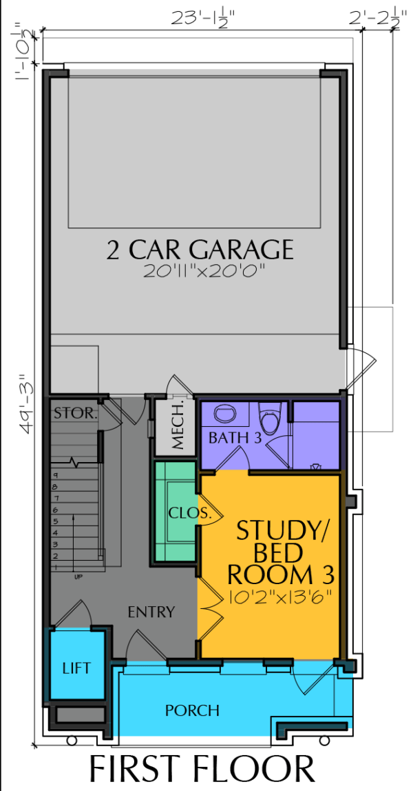 Four Story Townhouse Plan E8088 - L'Enfant