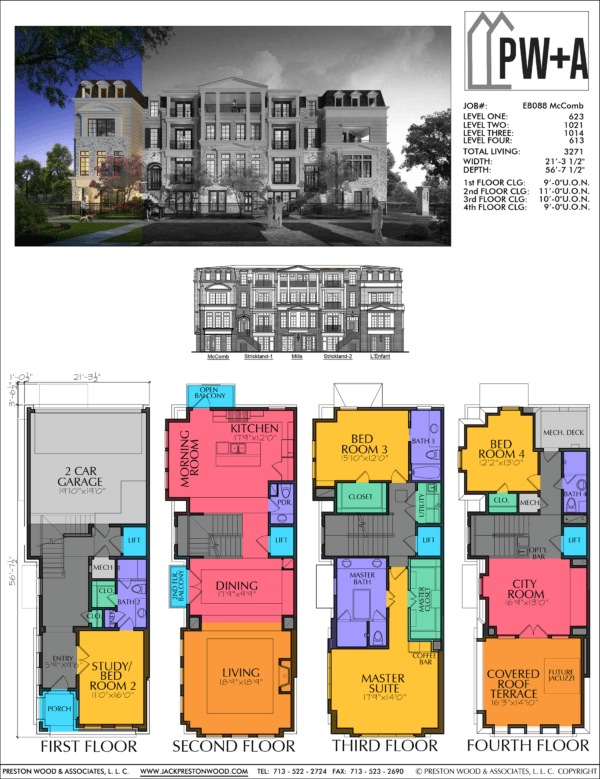 Four Story Townhouse Plan E8088 - Warfield/McComb