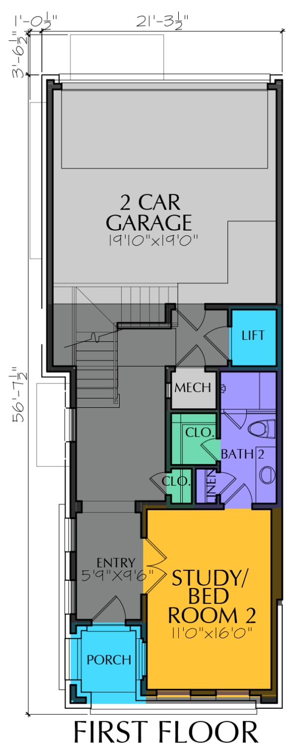 Four Story Townhouse Plan E8088 - Warfield/McComb