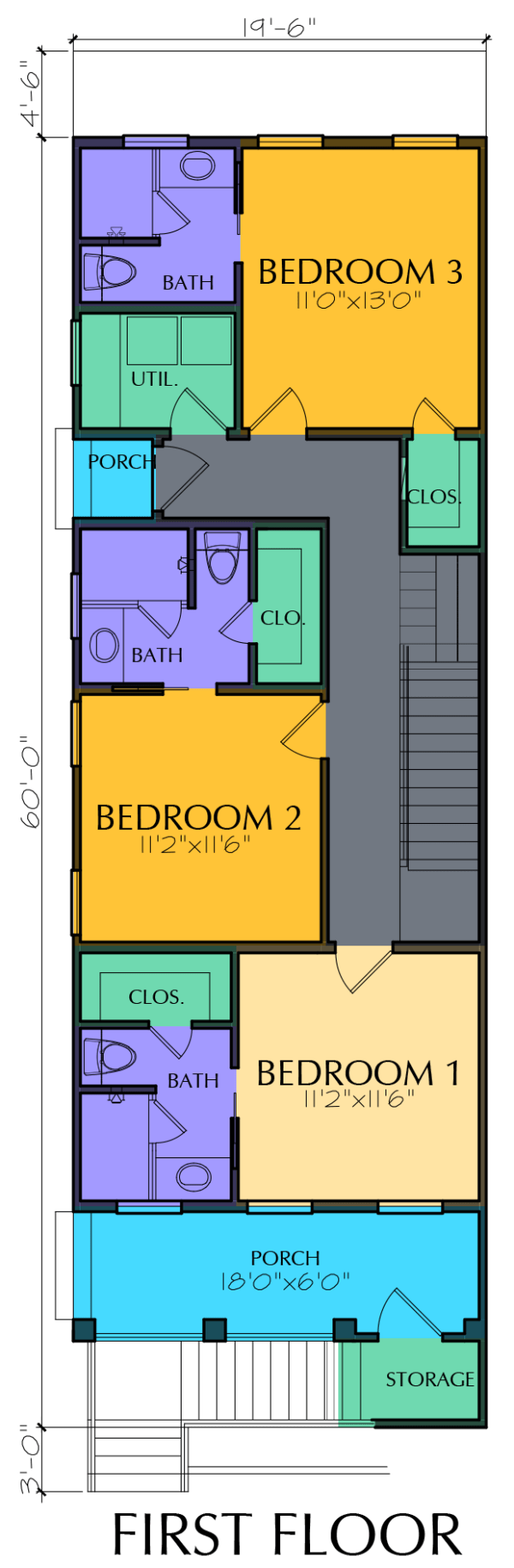 3 1/2 Story Home Plan E8106