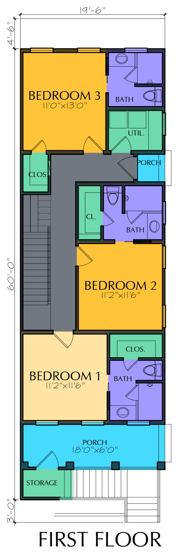 3 1/2 Story Home Plan E8106