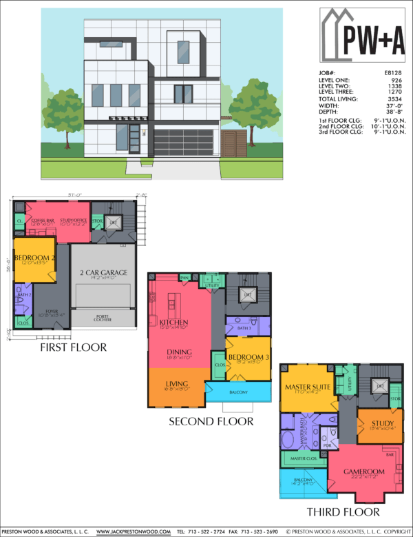 Three Story Home Plan E8128