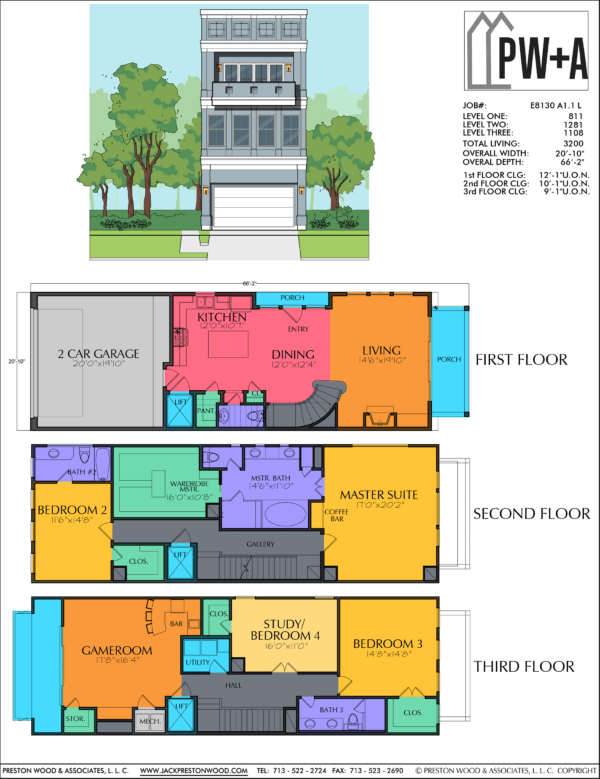Three Story Home Plan E8130 A1.1L