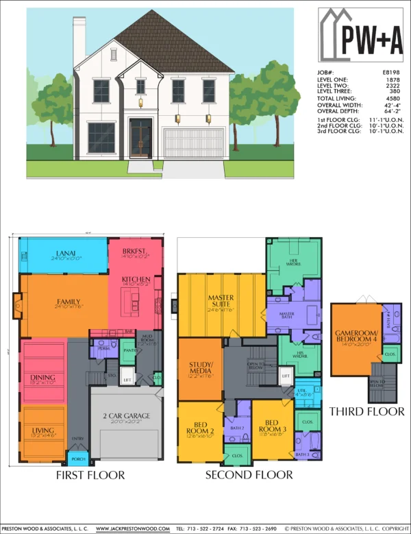 2 1/2 Story Home Plan E8198