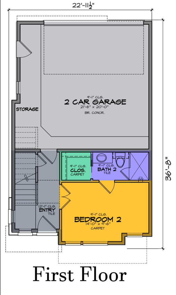 Three Story Townhouse Plan E8204 A1.1