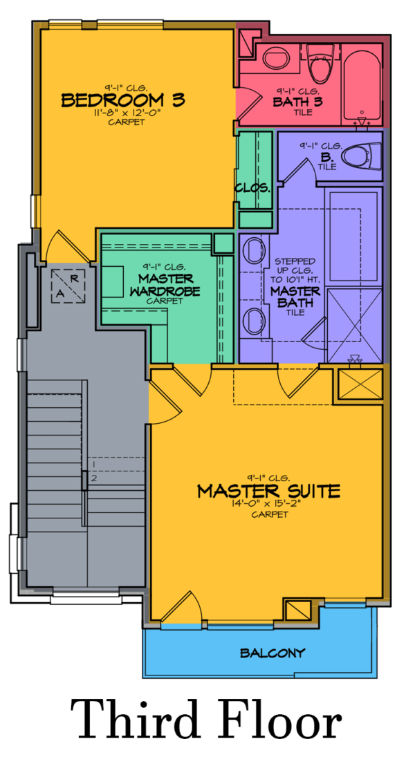 Three Story Townhouse Plan E8204 A1.1