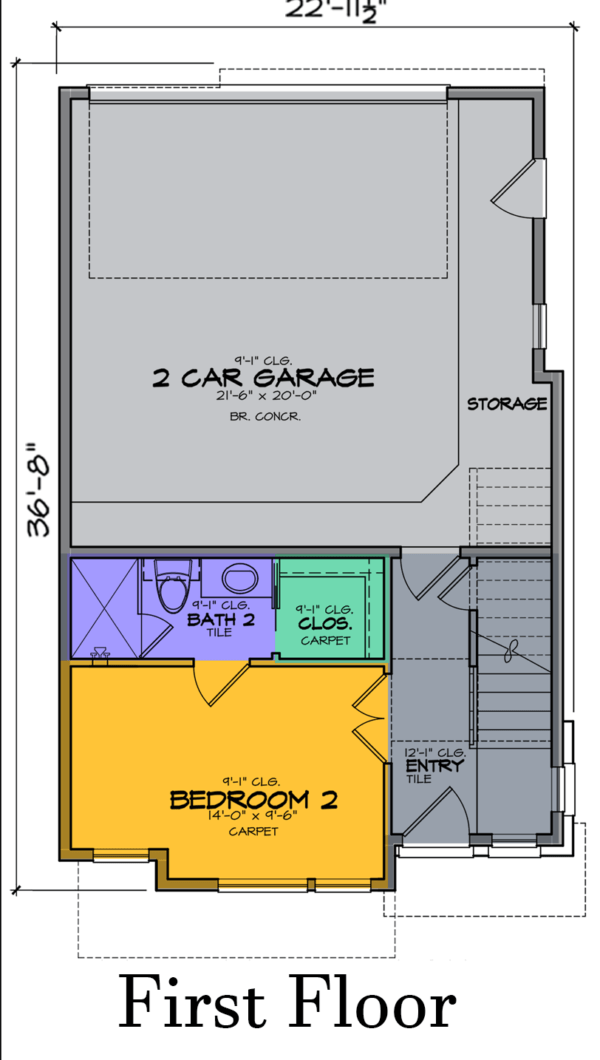 Three Story Townhouse Plan E8204 A1.1