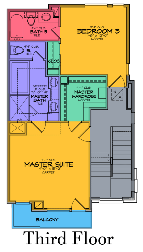 Three Story Townhouse Plan E8204 A1.1