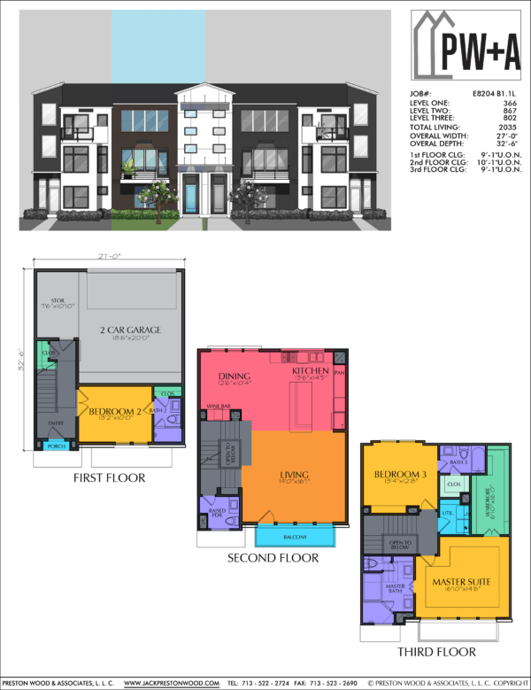 Three Story Townhouse Plan E8204 B1.1