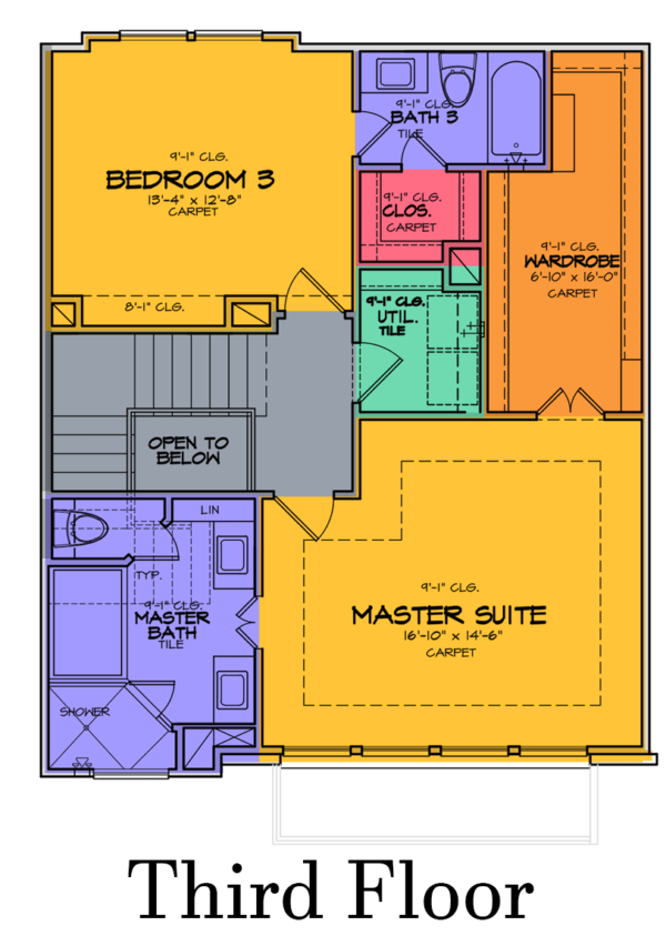 Three Story Townhouse Plan E8204 B1.1
