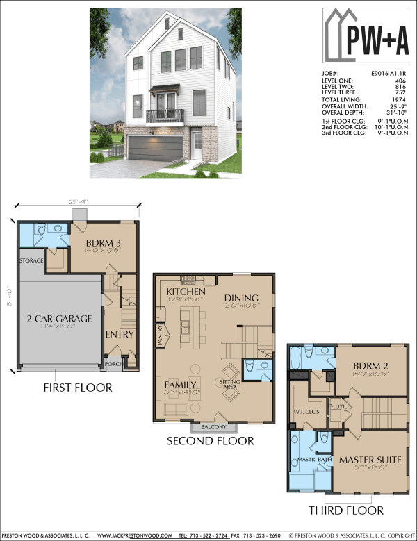 Three Story Home Plan E9016 A1