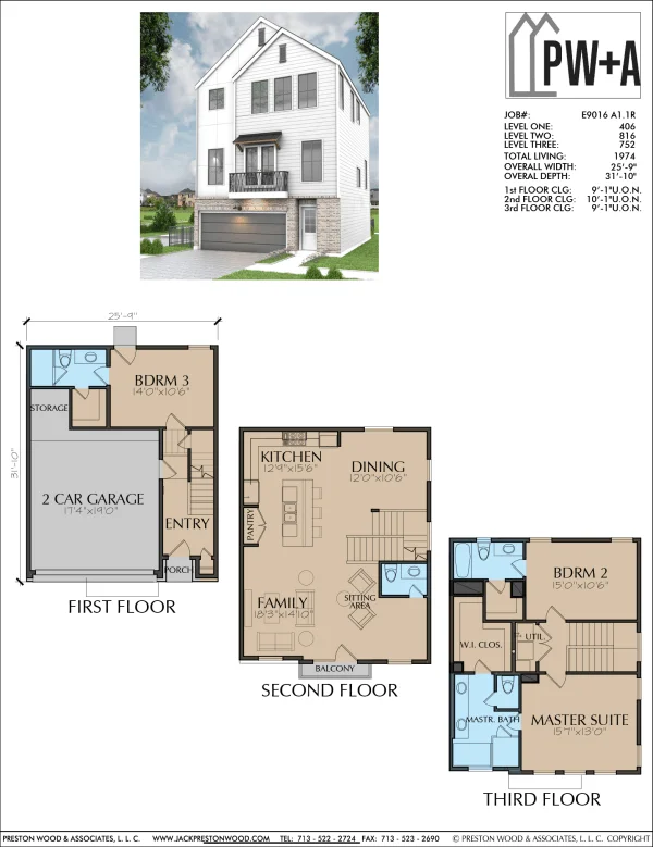 Three Story Home Plan E9016 A1