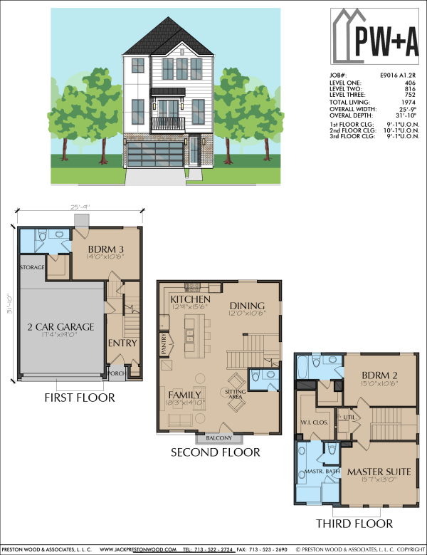Three Story Home Plan E9016 A1