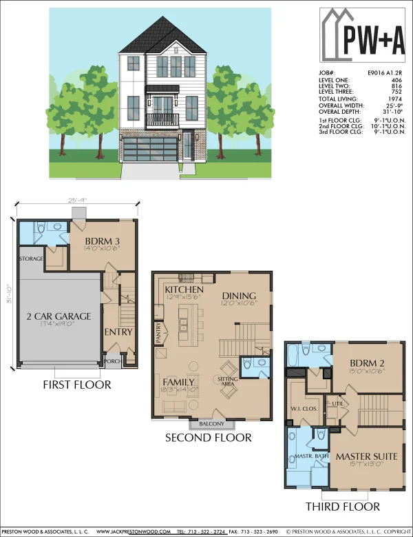 Three Story Home Plan E9016 A1