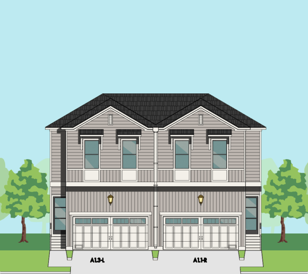 Two Story Duplex Home Plan E9020 A