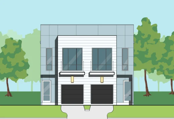Two Story Duplex Home Plan E9125